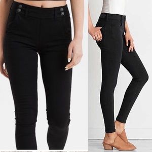 American Eagle Outfitters Black Hi-Rise Side-Button Jegging Jeans Size 6